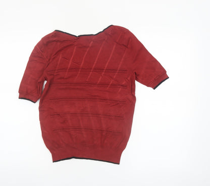 Principles Petite Red Boat Neck Short Sleeve Knit Jumper Size 12