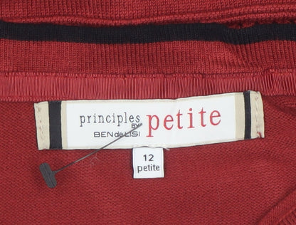 Principles Petite Red Boat Neck Short Sleeve Knit Jumper Size 12