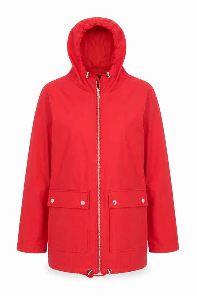 New Look Women's Red Hooded Rain Jacket Size 14