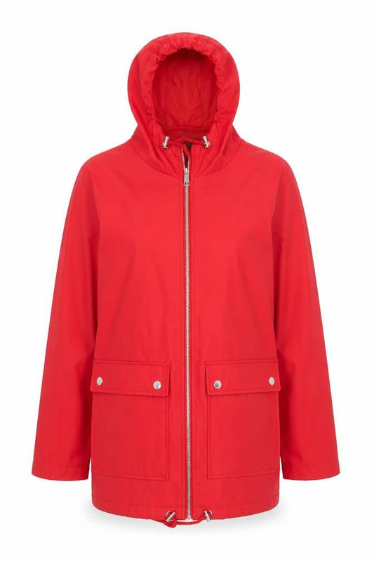 New Look Women's Red Hooded Rain Jacket Size 14