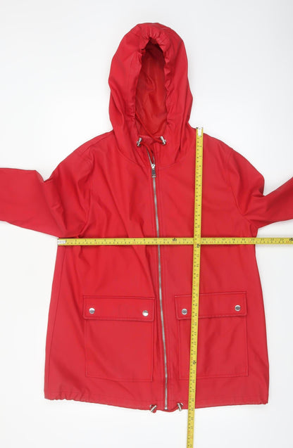 New Look Women's Red Hooded Rain Jacket Size 14