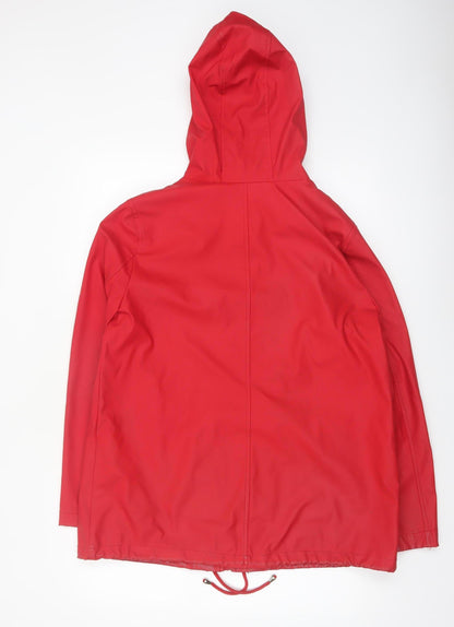 New Look Women's Red Hooded Rain Jacket Size 14