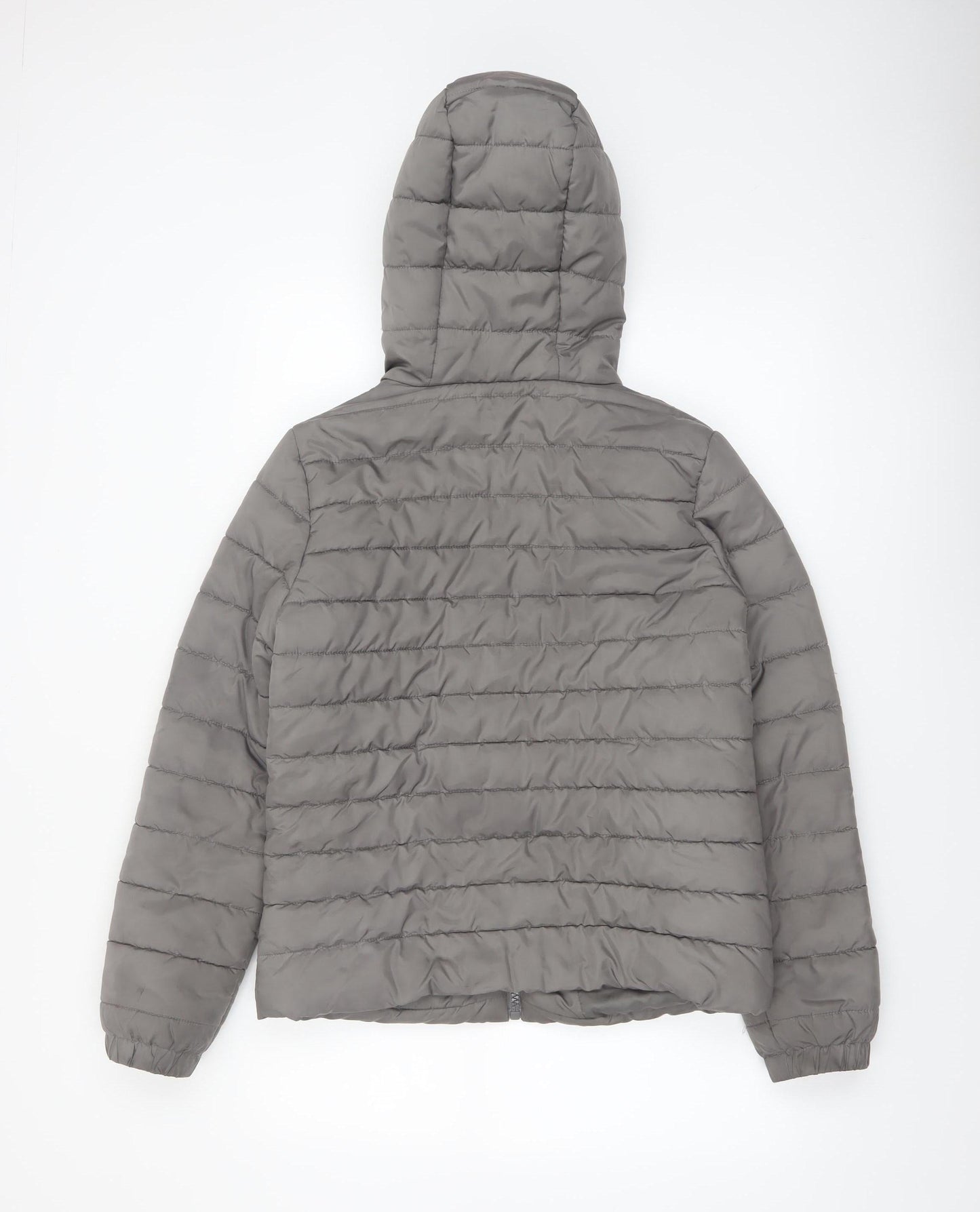 New Look Women Grey Size 10 Puffer Hooded Jacket Lightweight Quilted