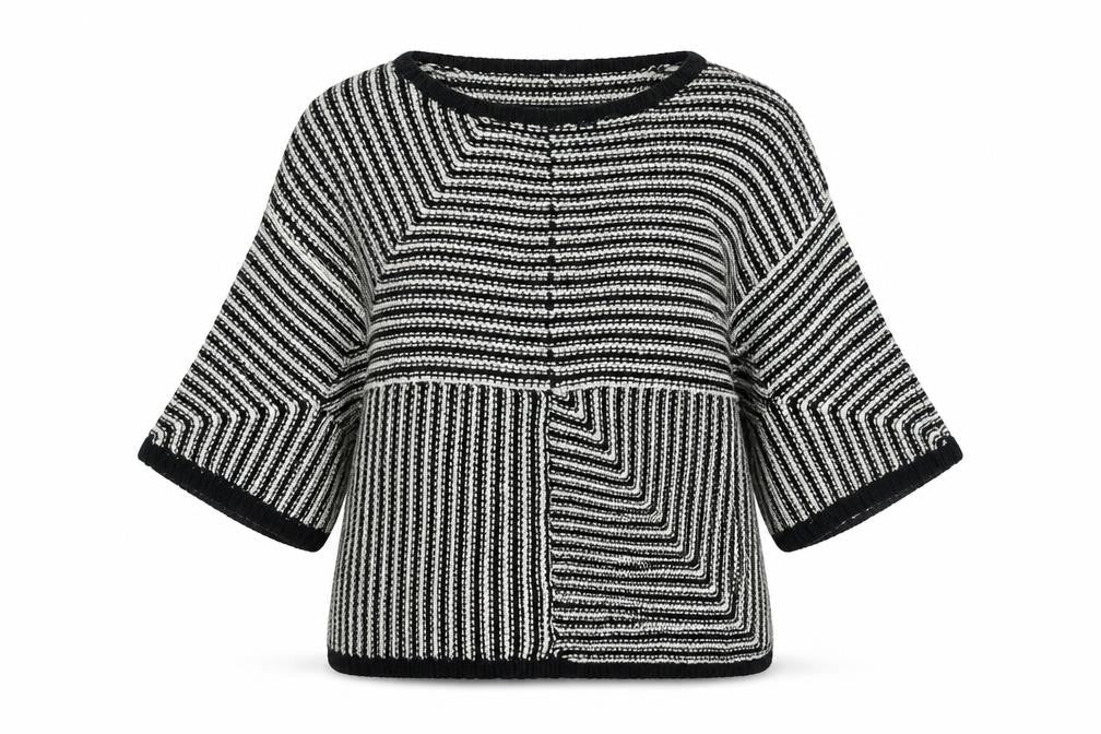 Next Women Black White Striped Acrylic Jumper Size 12
