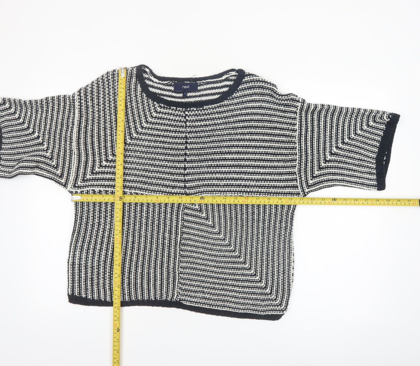 Next Women Black White Striped Acrylic Jumper Size 12