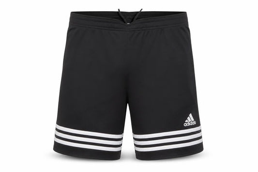 Front view of Adidas boys’ black climalite athletic shorts size yxl 164 polyester