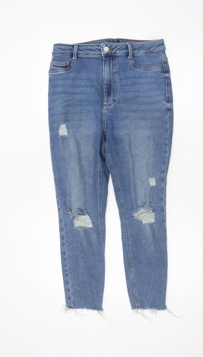New Look Women's Blue Distressed Skinny Jeans Size 14