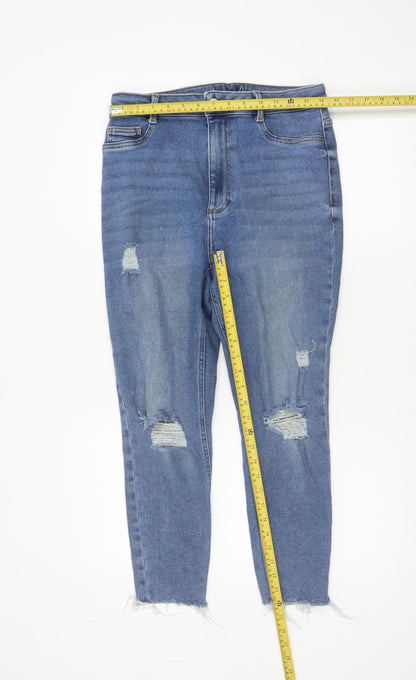 New Look Women's Blue Distressed Skinny Jeans Size 14