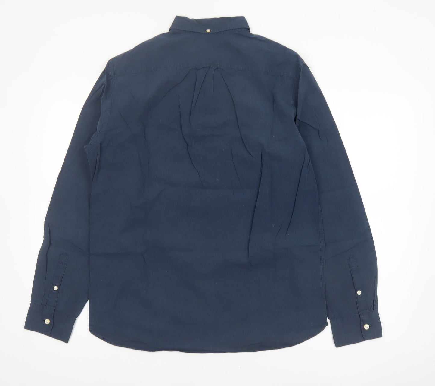 H&M L.O.G.G Men’s Blue Regular Fit Long Sleeve Cotton Button-Up Shirt M