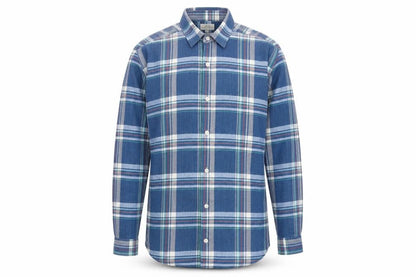 Next Men's Blue Checked Cotton Long Sleeve Button-Up Shirt Medium