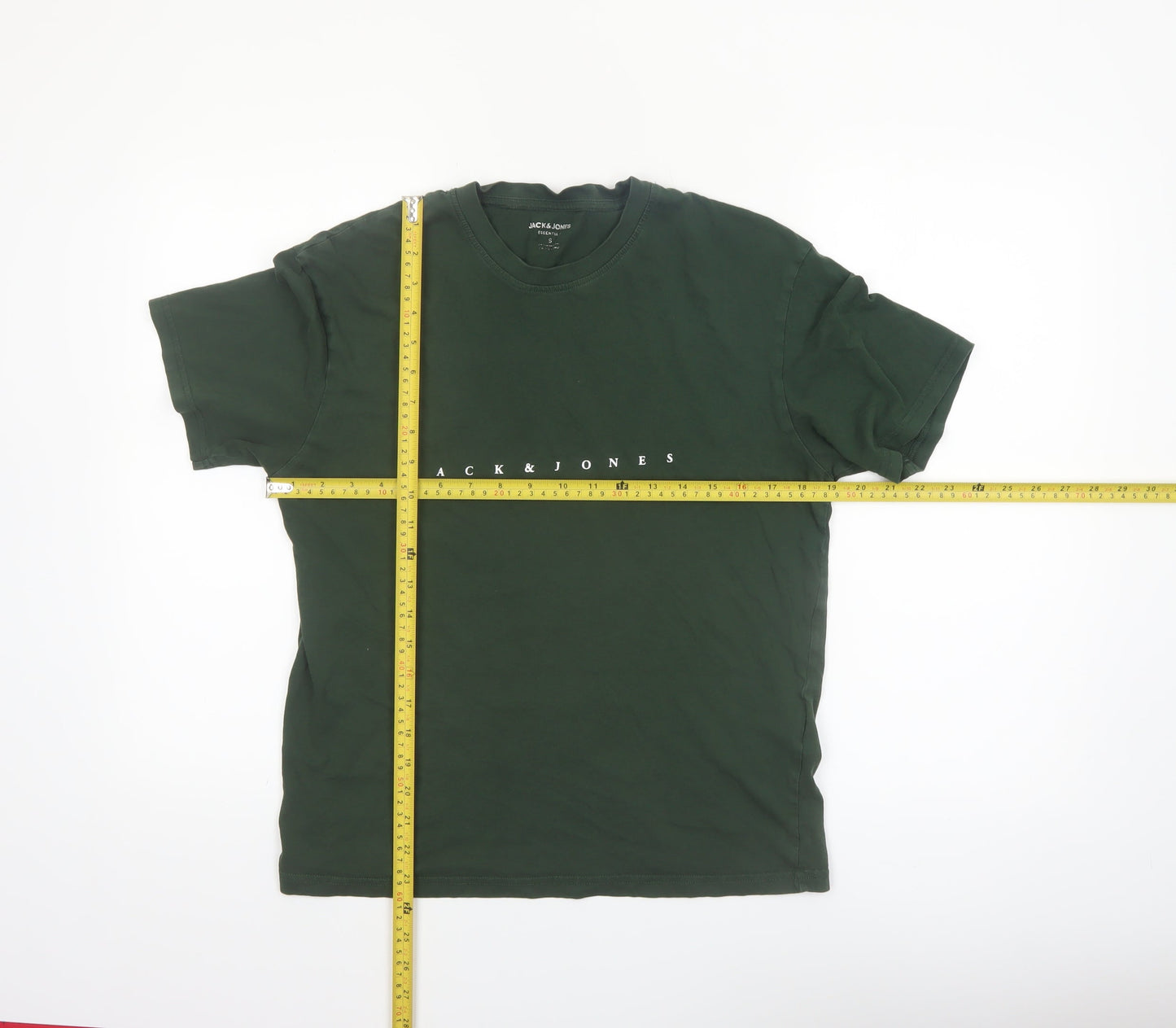 Jack & Jones Men's Green Small Crew Neck Cotton Graphic T-Shirt