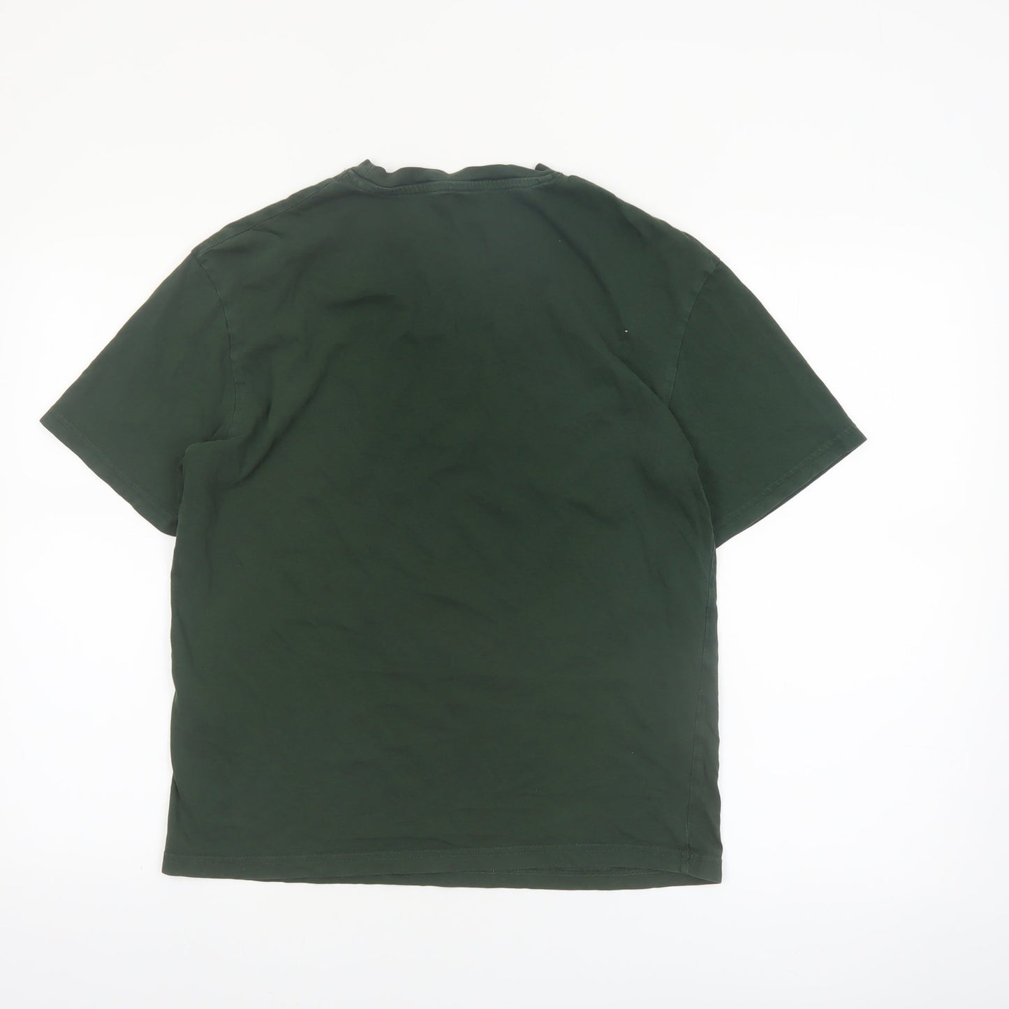 Jack & Jones Men's Green Small Crew Neck Cotton Graphic T-Shirt