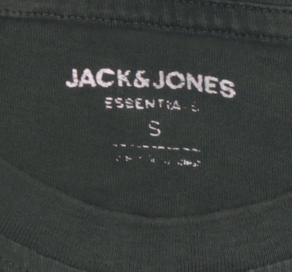 Jack & Jones Men's Green Small Crew Neck Cotton Graphic T-Shirt