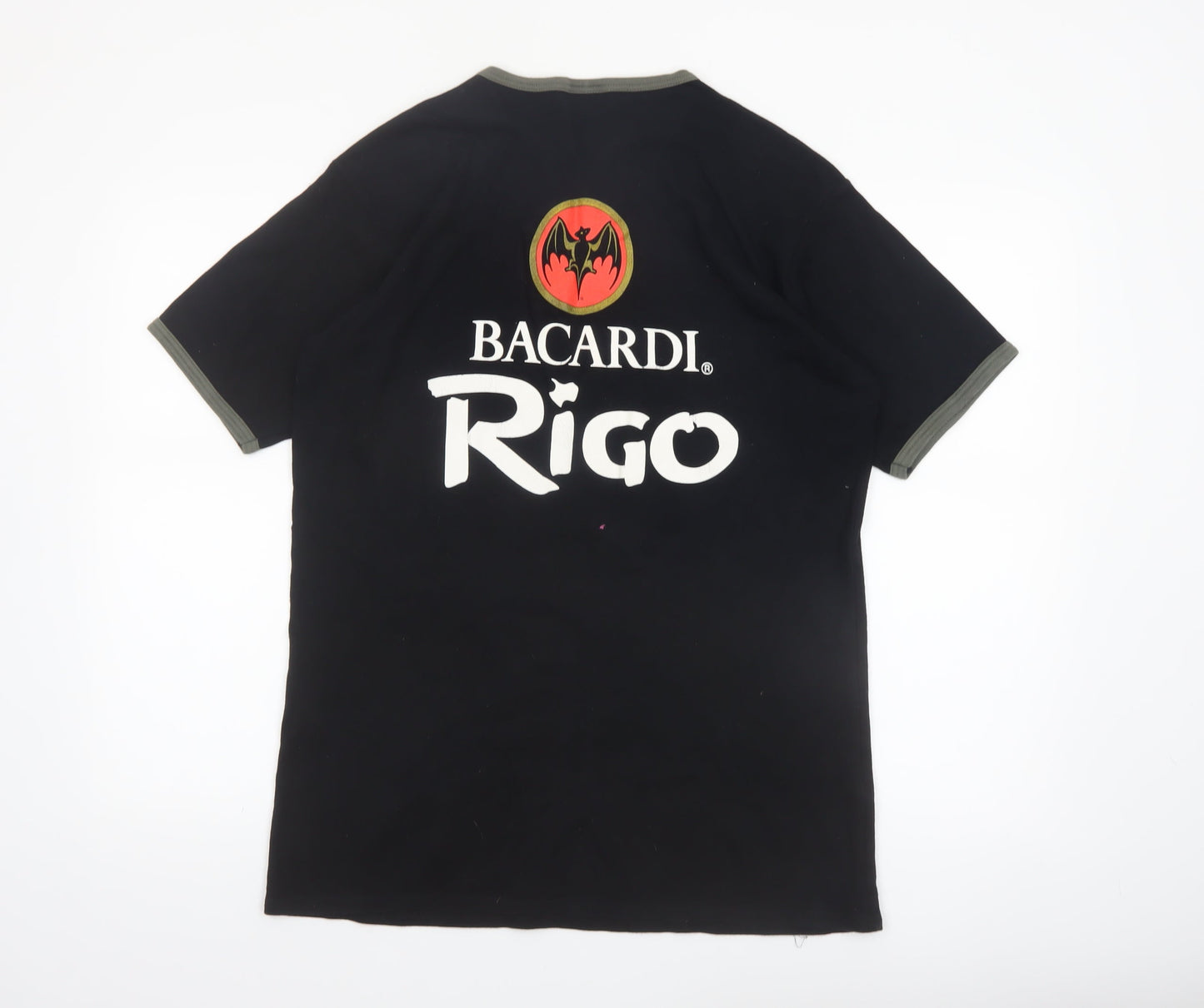 Bacardi Rigo Black Graphic Men's XL T-Shirt 100% Cotton Retro Style