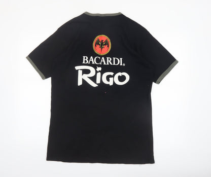 Bacardi Rigo Black Graphic Men's XL T-Shirt 100% Cotton Retro Style