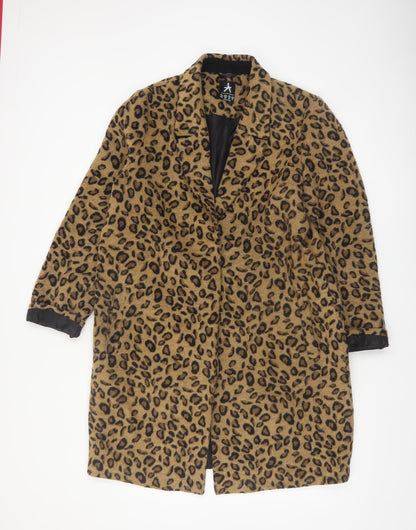 Atmosphere Women's Brown Leopard Print Long Coat Size 14
