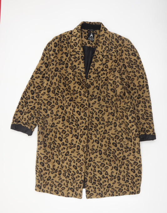 Atmosphere Women's Brown Leopard Print Long Coat Size 14