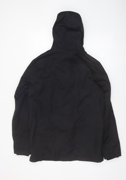 Next Men's Black Small Hooded Parka Coat Polyester Cotton Blend
