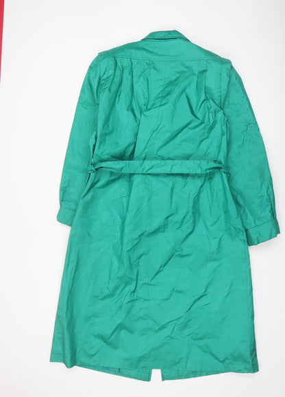 Weather Wise Women’s Green Long Rain Coat Belted Waterproof Size 11/12