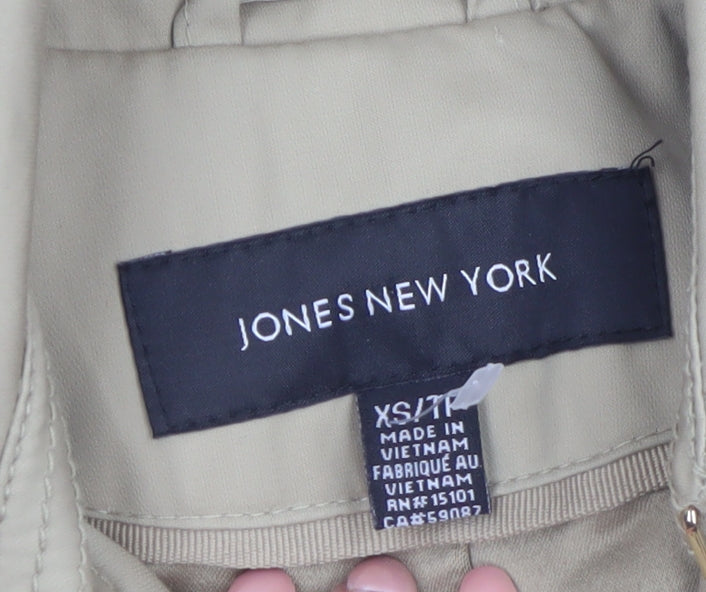 Jones New York Women's Beige XS Trench Coat Belted Classic Style