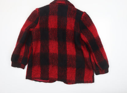 Hennessy by Nan Hoover Women Red Check Wool Overcoat Size 14