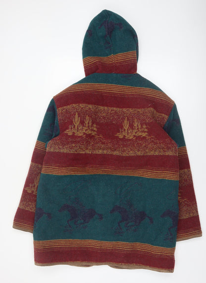 Sequence Womens Multicoloured Wool Blend Hooded Western Coat M