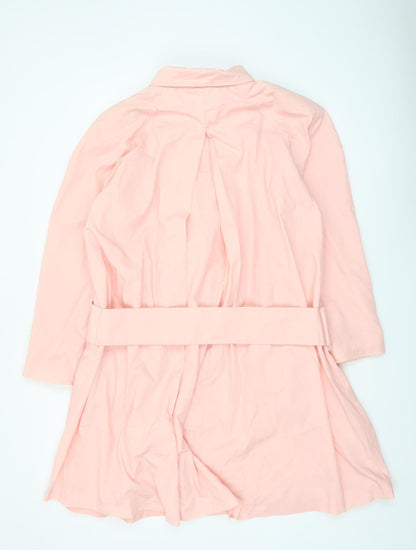 Downpour Women Pink Mid-Length Belted Rain Coat S