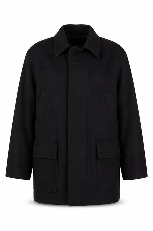 Express Men’s Black Wool Blend Mid-Length Overcoat L