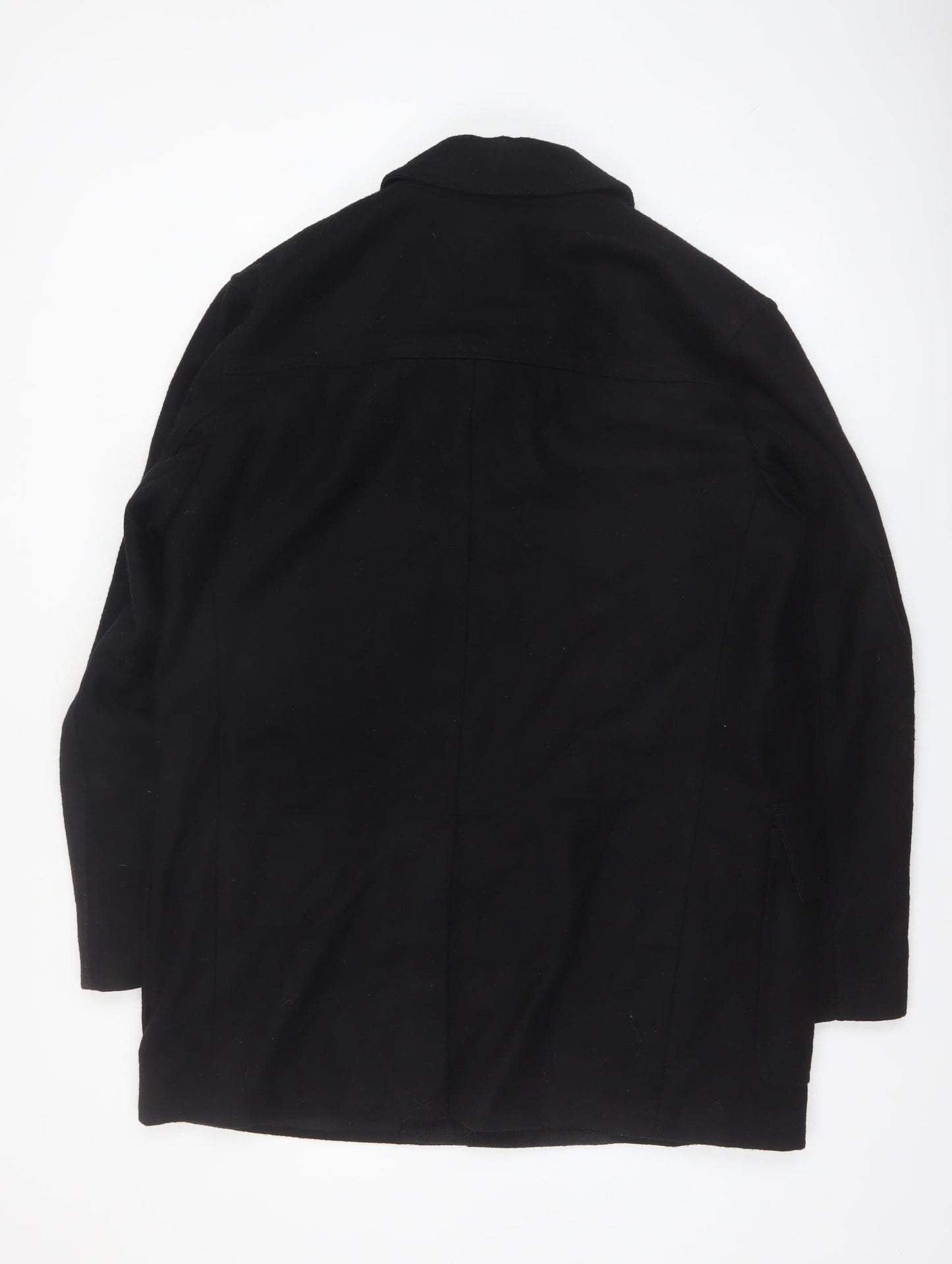 Express Men’s Black Wool Blend Mid-Length Overcoat L