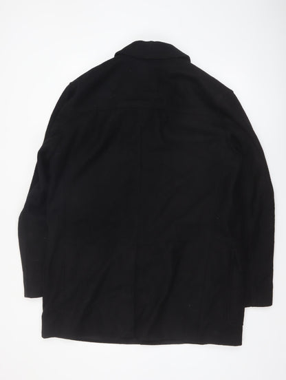 Express Men’s Black Wool Blend Mid-Length Overcoat L