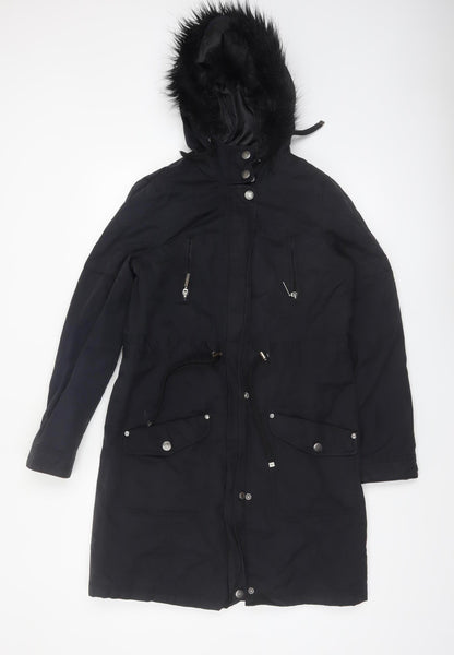 Maine New England Women's Black Hooded Parka Coat Size 10