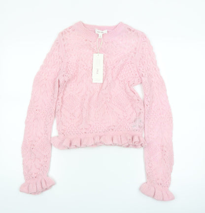 Marks and Spencer Per Una Women Pink S Cable-Knit Jumper