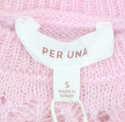 Marks and Spencer Per Una Women Pink S Cable-Knit Jumper