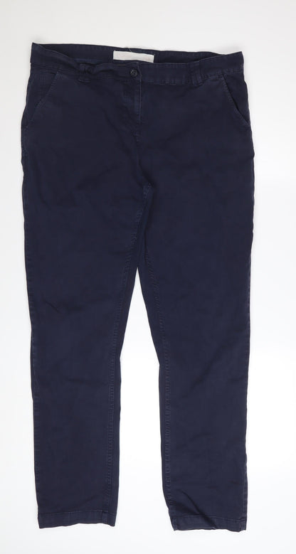 Next Women’s Blue Chino Trousers Size 16 Cotton Stretch Comfort