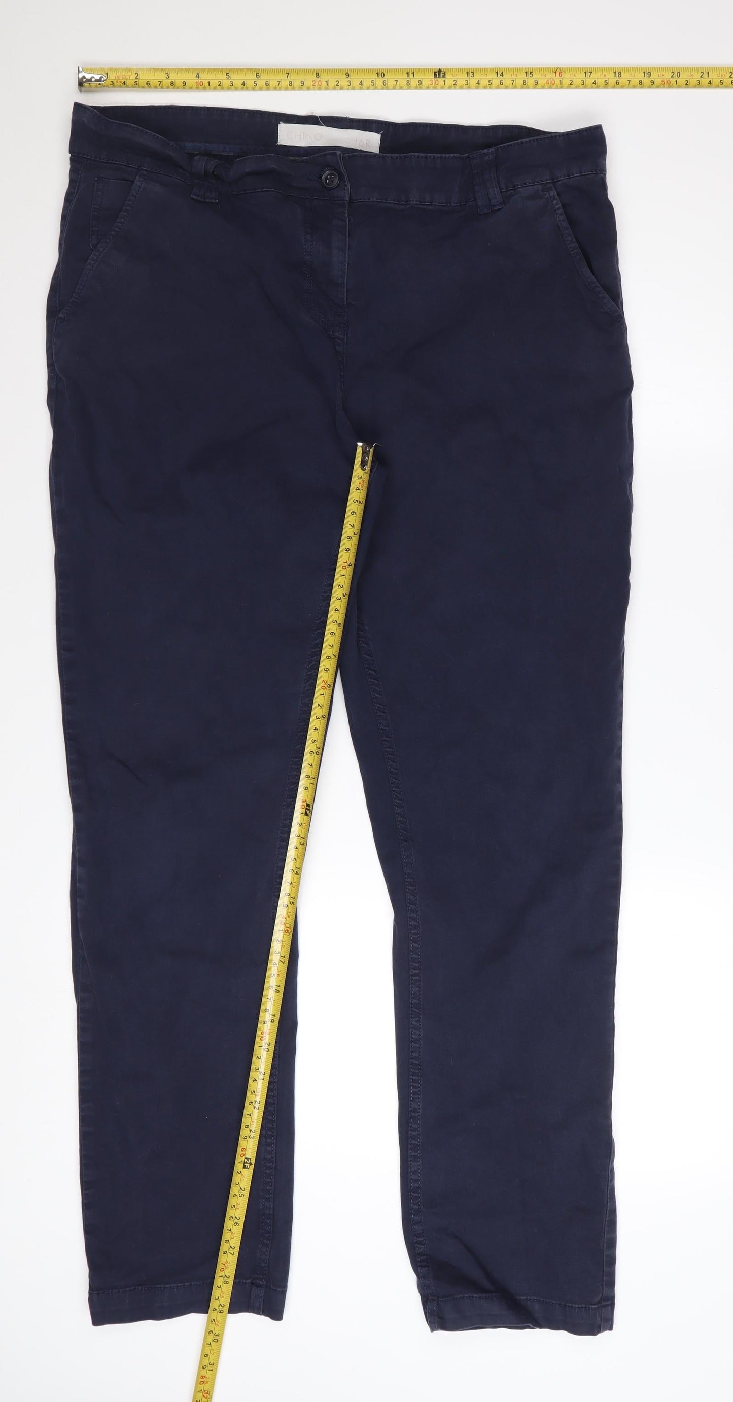 Next Women’s Blue Chino Trousers Size 16 Cotton Stretch Comfort