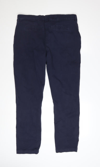 Next Women’s Blue Chino Trousers Size 16 Cotton Stretch Comfort