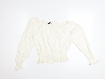 H&M Divided Women Ivory Off Shoulder Long Sleeve Peasant Blouse XS