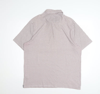 Marks and Spencer Men's Red Check Cotton Polo Shirt Size L