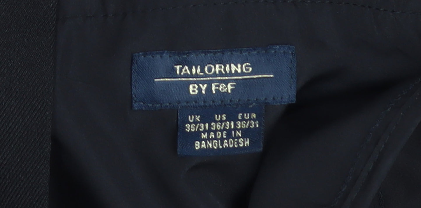 F&F Men’s Black Tailoring Dress Pants Regular Fit 35W 31L