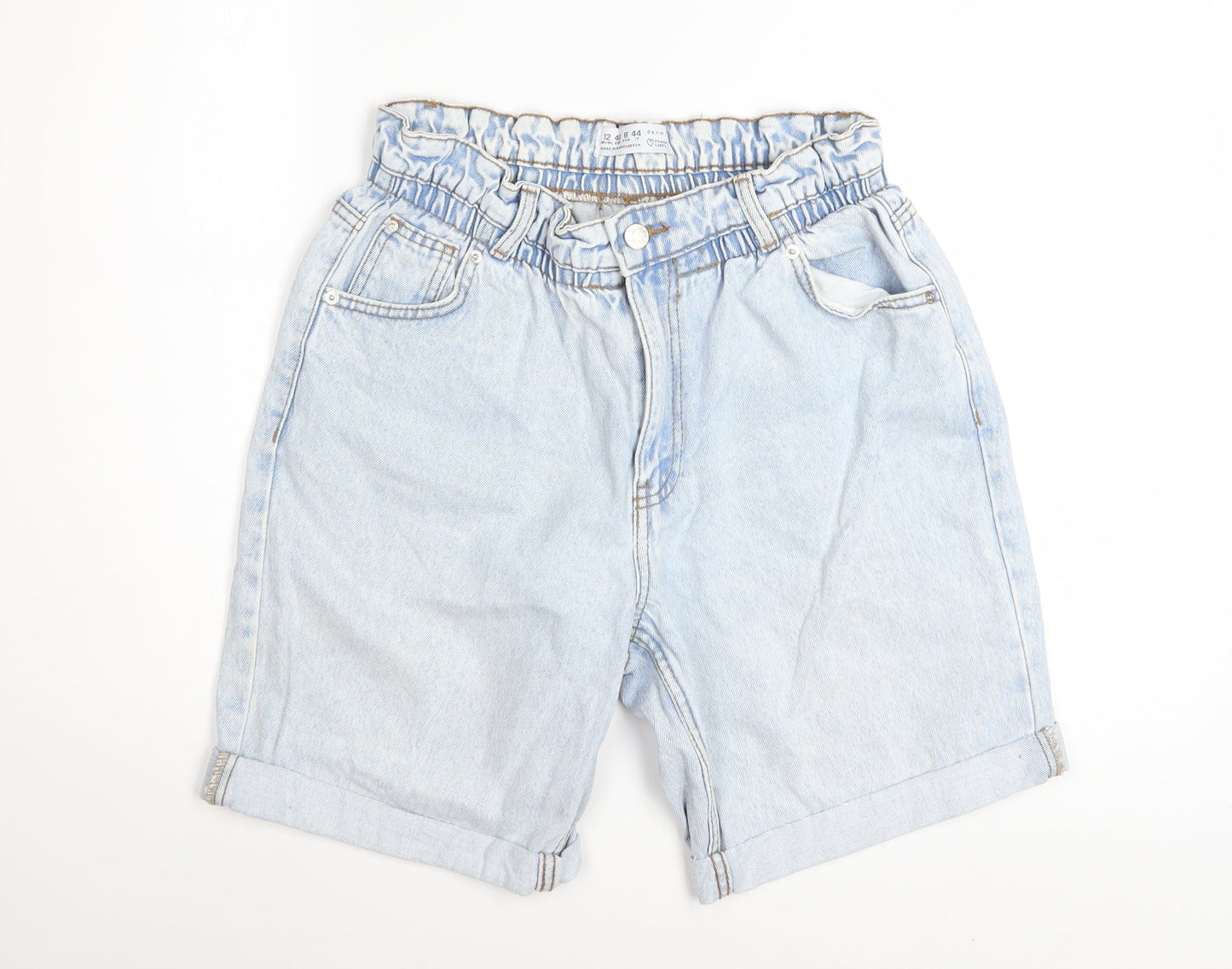 Primark Women’s Blue Paperbag Denim Shorts Size 12