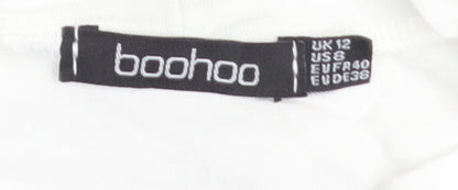 Boohoo Women's White Cropped USA Liberty T-Shirt Size 12