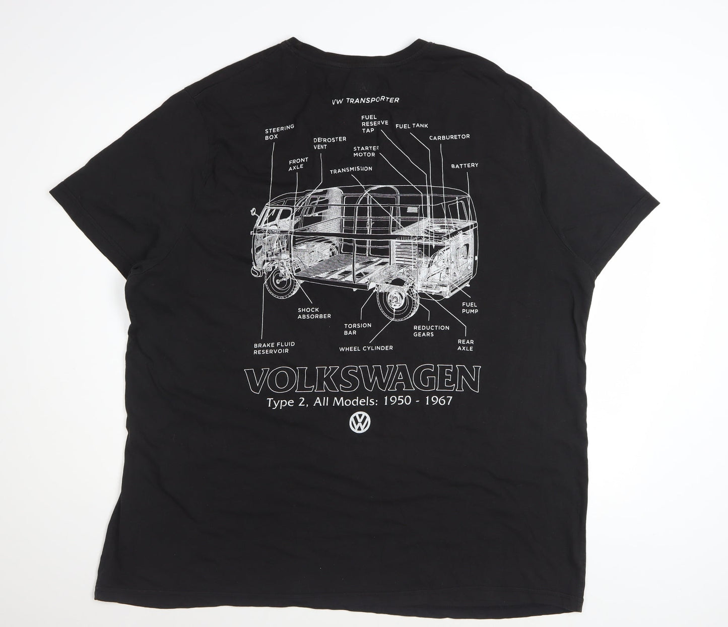 Volkswagen Mens Black 3XL VW Transporter Graphic Cotton T-Shirt