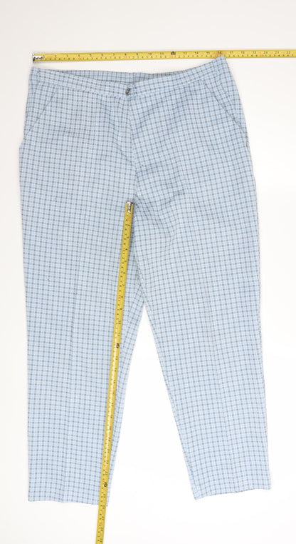 Marks and Spencer Women's Blue Check Trousers Size 16 Petite