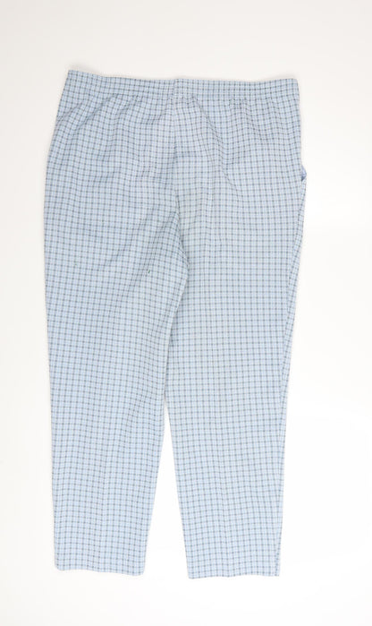 Marks and Spencer Women's Blue Check Trousers Size 16 Petite