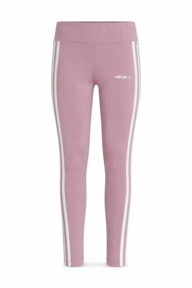 Front view of Adidas Women’s Pink Leggings XS Cotton Stretch Side Stripe