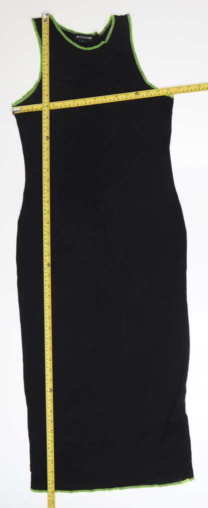 PrettyLittleThing Women Black Midi Bodycon Sleeveless Dress Size 12