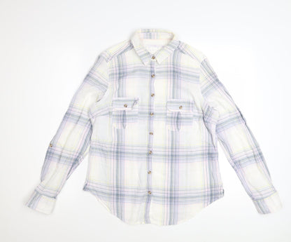 Marks and Spencer Womens Multicoloured Plaid Cotton Button-Up Shirt Size 12