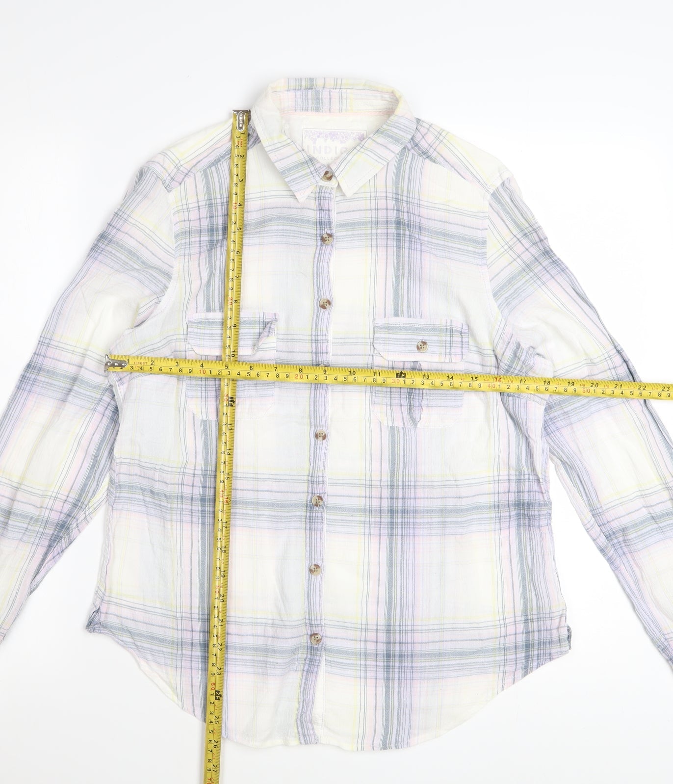 Marks and Spencer Womens Multicoloured Plaid Cotton Button-Up Shirt Size 12