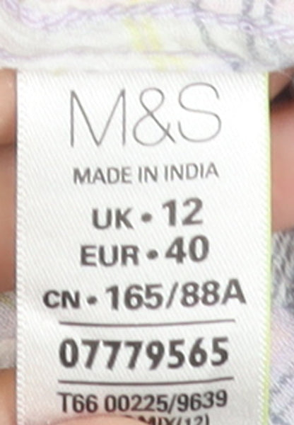 Marks and Spencer Womens Multicoloured Plaid Cotton Button-Up Shirt Size 12