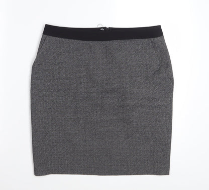 Next Women’s Grey Check Pencil Skirt Size 10 Workwear Stretch
